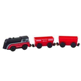 LEAN Toys Mini Pociąg Elektryczny Na Magnes Lokomotywa 2 Wagony Czerwony