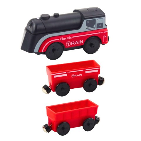 LEAN Toys Mini Pociąg Elektryczny Na Magnes Lokomotywa 2 Wagony Czerwony LEAN Toys Mini Pociąg Elektryczny Na Magnes Lokomotywa 2 Wagony Czerwony