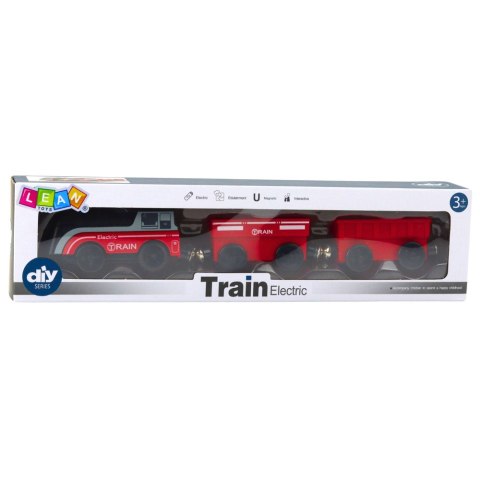 LEAN Toys Mini Pociąg Elektryczny Na Magnes Lokomotywa 2 Wagony Czerwony LEAN Toys Mini Pociąg Elektryczny Na Magnes Lokomotywa 2 Wagony Czerwony