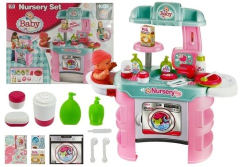LEAN Toys Zestaw Do Opieki Niemowlaka Stolik Akcesoria Pralka
