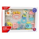 LEAN Toys Zestaw Grzechotki Gryzaki Dla Niemowlaka Pastelowe Kolory 7 szt.