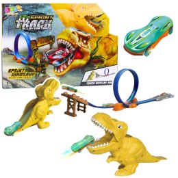 LEAN Toys Zestaw Samochodowy Tor Katapulta Wyrzutnia Dinozaur