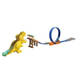 LEAN Toys Zestaw Samochodowy Tor Katapulta Wyrzutnia Dinozaur