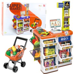 LEAN Toys Zestaw Sklepowy Kasa Wózek Skaner Supermarket Sklepik Dla Dzieci