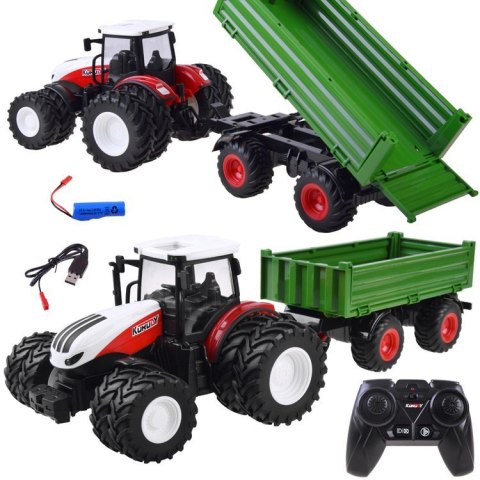Zdalnie sterowany Duży CZERWONY TRAKTOR z przyczepą + Światło RC0602 Zdalnie sterowany Duży CZERWONY TRAKTOR z przyczepą + Światło RC0602