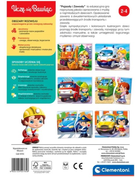 Clementoni Gra edukacyjna Pojazdy i Zawody Uczę się Bawiąc Język Polski Clementoni 50765 Clementoni Gra edukacyjna Pojazdy i Zawody Uczę się Bawiąc Język Polski Clementoni 50765