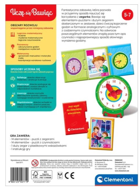 Clementoni Gra edukacyjna Puzzle Która Jest Godzina? Zegarek Uczę się Bawiąc Język Polski Clementoni 50771 Clementoni Gra edukacyjna Puzzle Która Jest Godzina? Zegarek Uczę się Bawiąc Język Polski Clementoni 50771
