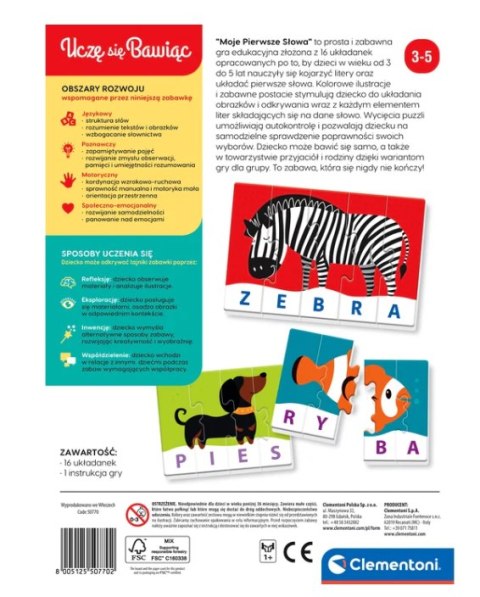 Clementoni Gra edukacyjna Puzzle Moje Pierwsze Słowa Uczę się Bawiąc Język Polski Clementoni 50770 Clementoni Gra edukacyjna Puzzle Moje Pierwsze Słowa Uczę się Bawiąc Język Polski Clementoni 50770