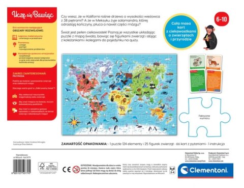 Clementoni Gra edukacyjna Puzzle Quizy Zwierzęta Odkrywamy Świat Uczę się Bawiąc Język Polski Clementoni 50779 Clementoni Gra edukacyjna Puzzle Quizy Zwierzęta Odkrywamy Świat Uczę się Bawiąc Język Polski Clementoni 50779