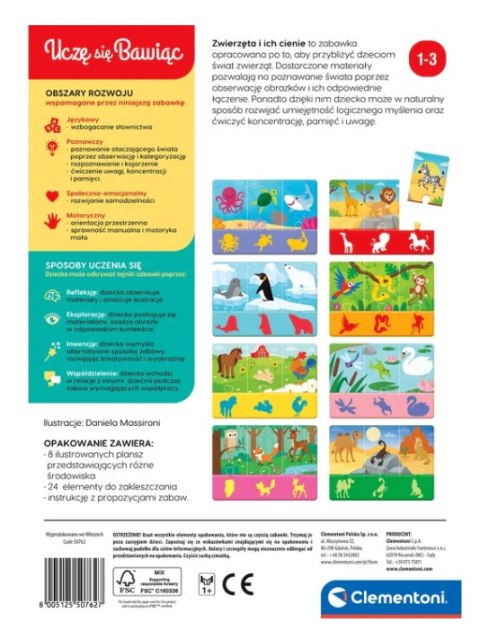 Clementoni Puzzle Zwierzęta i Ich Cienie Uczę się Bawiąc Język Polski Clementoni 50762 Clementoni Puzzle Zwierzęta i Ich Cienie Uczę się Bawiąc Język Polski Clementoni 50762