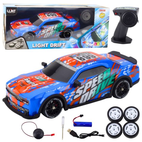 LEAN Toys Auto Sportowe Zdalnie Sterowane RC Podświetlana Karoseria Drift Niebieskie