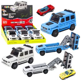 LEAN Toys Auto Terenowe Metalowe Ukryty Samochodzik Światło Dźwięk Biały Niebieski
