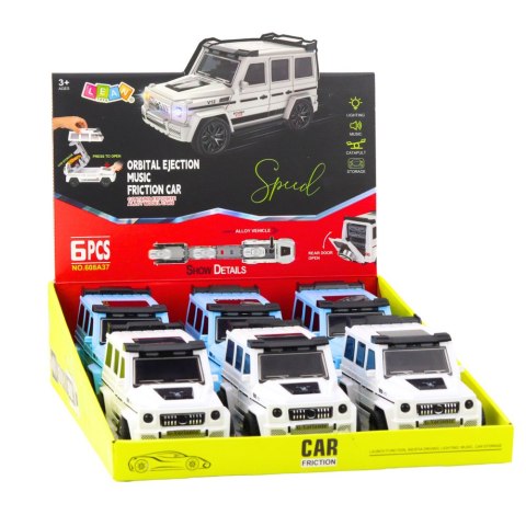 LEAN Toys Auto Terenowe Metalowe Ukryty Samochodzik Światło Dźwięk Biały Niebieski LEAN Toys Auto Terenowe Metalowe Ukryty Samochodzik Światło Dźwięk Biały Niebieski