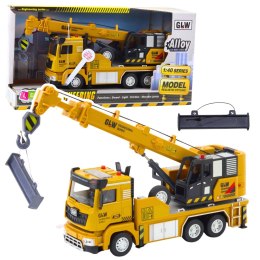 LEAN Toys Ciężarówka Dźwig Pojazd Budowlany Żółty