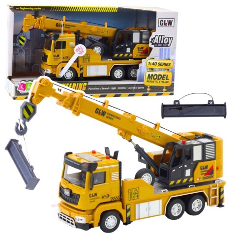 LEAN Toys Ciężarówka Dźwig Pojazd Budowlany Żółty LEAN Toys Ciężarówka Dźwig Pojazd Budowlany Żółty
