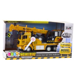 LEAN Toys Ciężarówka Dźwig Pojazd Budowlany Żółty