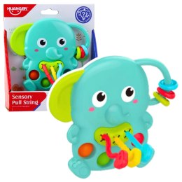 LEAN Toys Grzechotka Słonik Zielony Sensoryczny Ruchome Elementy