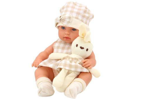 LEAN Toys Lalka Bobas W Nosidełku Króliczek Ubranko w Kratę Beżowy LEAN Toys Lalka Bobas W Nosidełku Króliczek Ubranko w Kratę Beżowy