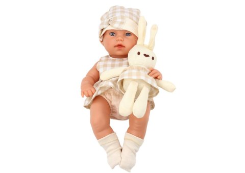LEAN Toys Lalka Bobas W Nosidełku Króliczek Ubranko w Kratę Beżowy LEAN Toys Lalka Bobas W Nosidełku Króliczek Ubranko w Kratę Beżowy