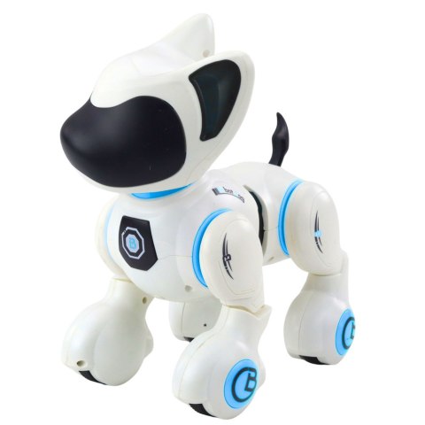 LEAN Toys Piesek Interaktywny Robot Pies Pilot Światło Dźwięk Biały Niebieski LEAN Toys Piesek Interaktywny Robot Pies Pilot Światło Dźwięk Biały Niebieski