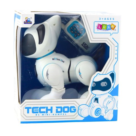 LEAN Toys Piesek Interaktywny Robot Pies Pilot Światło Dźwięk Biały Niebieski LEAN Toys Piesek Interaktywny Robot Pies Pilot Światło Dźwięk Biały Niebieski