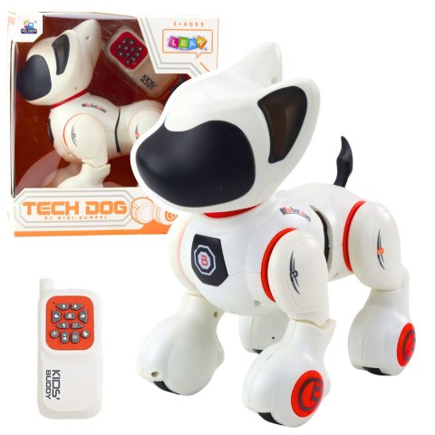 LEAN Toys Piesek Interaktywny Robot Pies Pilot Światło Dźwięk Biały Pomarańczowy