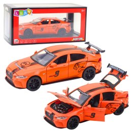 LEAN Toys Samochód Metalowy Jaguar Światła Dżwieki Pomarańczowy