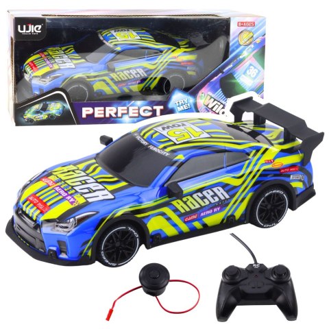 LEAN Toys Samochód Sportowy Zdalnie Sterowany Pilot Niebieski Żółty LEAN Toys Samochód Sportowy Zdalnie Sterowany Pilot Niebieski Żółty