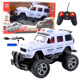 LEAN Toys Samochód Terenowy Policyjny Zdalnie Sterowany RC Biały 1:12