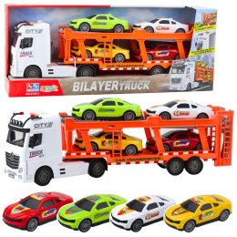 LEAN Toys Zestaw Ciężarówka Lora Laweta 4 Autka Otwierane Drzwi Światła Dźwięki