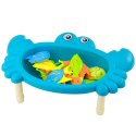 LEAN Toys Zestaw Do Łowienia Rybek Stolik Krab 10 Rybek Wędka Sitko Niebieski