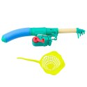 LEAN Toys Zestaw Do Łowienia Rybek Stolik Krab 10 Rybek Wędka Sitko Niebieski