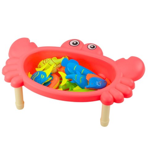 LEAN Toys Zestaw Do Łowienia Rybek Stolik Krab 10 Rybek Wędka Sitko Różowy LEAN Toys Zestaw Do Łowienia Rybek Stolik Krab 10 Rybek Wędka Sitko Różowy