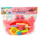 LEAN Toys Zestaw Do Łowienia Rybek Stolik Krab 10 Rybek Wędka Sitko Różowy