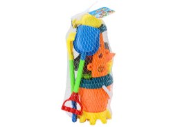 LEAN Toys Zestaw Do Piasku Młynek Łopatka Grabki Konewka Foremki Wiaderko 10 el.
