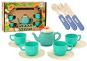 LEAN Toys Zestaw Naczyń Filiżanki Talerzyki Sztućce Imbryk 22 El