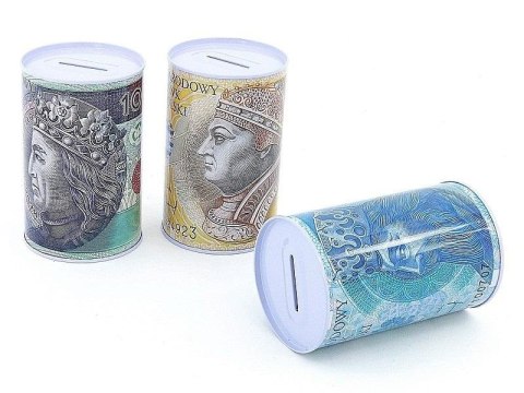Skarbonka metalowa puszka Waluta PLN mix Skarbonka metalowa puszka Waluta PLN mix