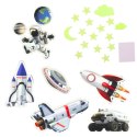 LEAN TOYS Naklejki Fluorescencyjne Świecące Na Ścianę Kosmos Statki Gwiazdki
