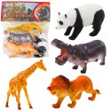 LEAN TOYS Zestaw Figurki Dzikie Zwierzęta Safari Panda Żyrafa Lew Hipopotam 4 szt.