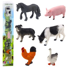 LEAN TOYS Zestaw Mini Figurki Krowa Koń Świnia Pies Kogut Gęś 3-5cm 6szt.