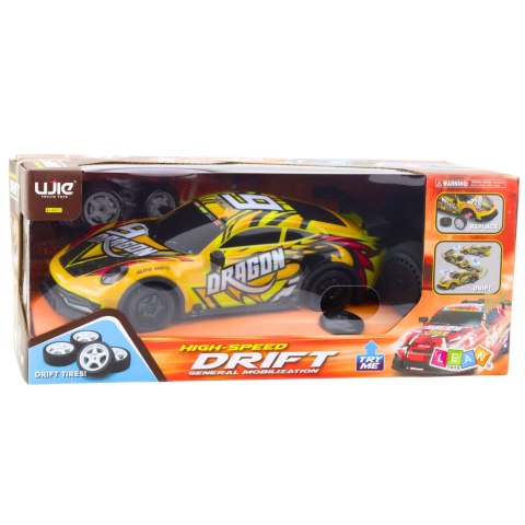 LEAN Toys Auto Sportowe Zdalnie Sterowane RC Podświetlana Karoseria Drift Żółty LEAN Toys Auto Sportowe Zdalnie Sterowane RC Podświetlana Karoseria Drift Żółty