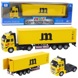 LEAN Toys Ciężarówka Z Kontenerem Metalowa Kabina Napęd Pull Back Żółta