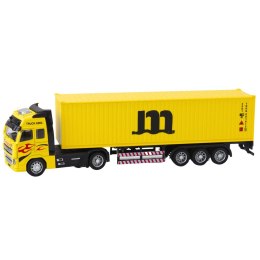 LEAN Toys Ciężarówka Z Kontenerem Metalowa Kabina Napęd Pull Back Żółta