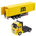 LEAN Toys Ciężarówka Z Kontenerem Metalowa Kabina Napęd Pull Back Żółta