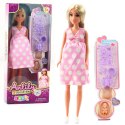 LEAN Toys Lalka Anlily W Ciąży Sukienka W Kropki Akcesoria Dziecko