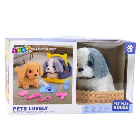 LEAN Toys Pies Interaktywny Pluszowy Chodzi Szczeka Transporter Akcesoria Szaro-Biały LEAN Toys Pies Interaktywny Pluszowy Chodzi Szczeka Transporter Akcesoria Szaro-Biały
