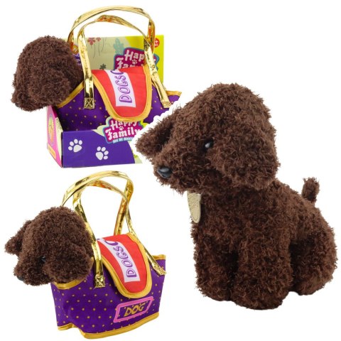 LEAN Toys Piesek Pudel W Torbie Na Rzep Maskotka Przytulanka Ciemnobrązowy