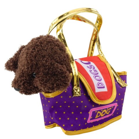 LEAN Toys Piesek Pudel W Torbie Na Rzep Maskotka Przytulanka Ciemnobrązowy LEAN Toys Piesek Pudel W Torbie Na Rzep Maskotka Przytulanka Ciemnobrązowy