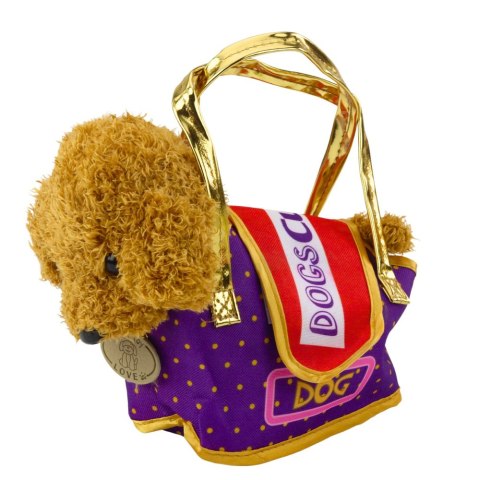 LEAN Toys Piesek Pudel W Torbie Na Rzep Maskotka Przytulanka Jasnobrązowy LEAN Toys Piesek Pudel W Torbie Na Rzep Maskotka Przytulanka Jasnobrązowy