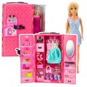 LEAN Toys Zestaw Lalka Z Szafą Akcesoria Różowa Ubrania Dodatki Moda Przebieranki
